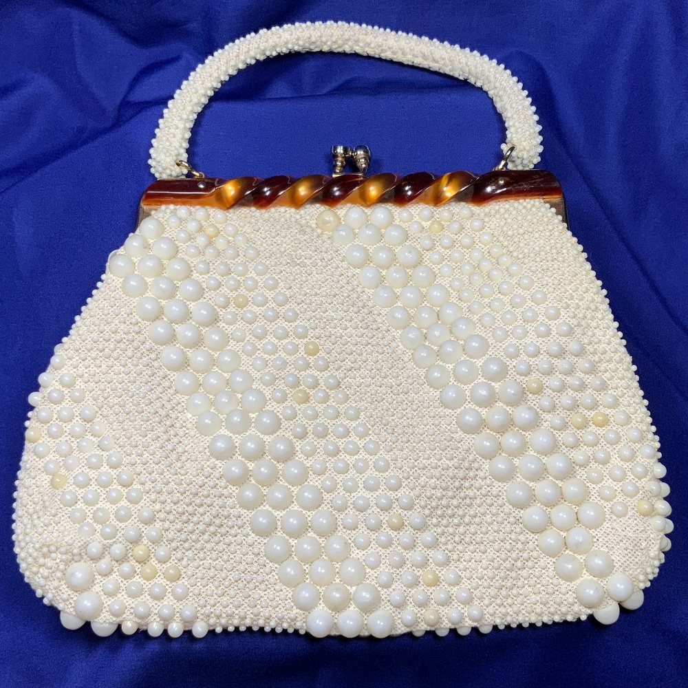 Vintage Beaded Cream Handbag